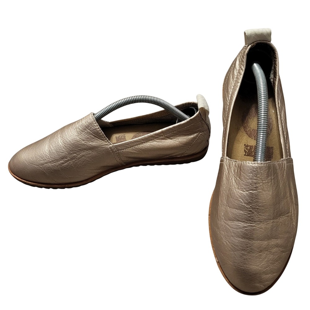 Sorel Ella Slip-On Metallic Rose Gold Leather Flats Casual Shiny Womens 8.5